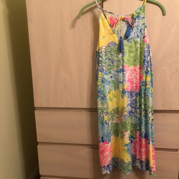 New LillyPulitzer Spaghetti Floral Tropical Dress w/ Tassel Tie Back Detail - Picture 2 of 6